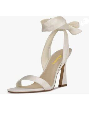 Milooey shoes Women Open Toe Strappy Heeled Sandal Lace Up High Heels White Shoe